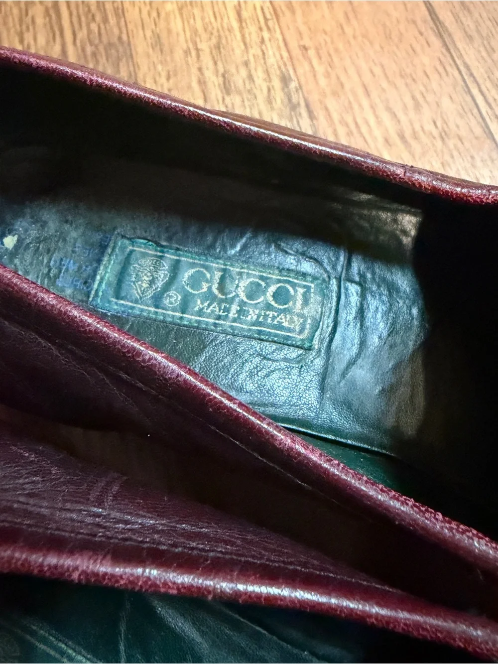 Vintage  Gucci Leather Penny Loafers in Burgundy size 43